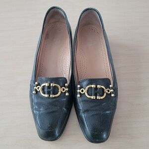 Vintage Green Leather Heeled Shoes 7.5 Or Size 38.5